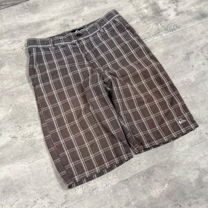Y2K 2000's 00's Quiksilver Stripped Plaid Checkered Baggy Relax Fit Wide Short's